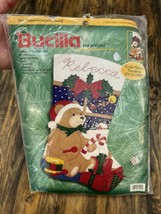 Vintage Bucilla Teddy’s Christmas Eve Jumbo Felt Stocking Kit New Sealed... - $98.99