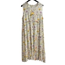 Linda Anderson Dress Womens XXL White Wildflower Print Tiered Maxi Cotta... - $644.78 MXN