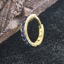 Beautiful Indian Nose Ring Blue CZ Asian Gold Plated Clicker Hinged nose ring - £12.01 GBP