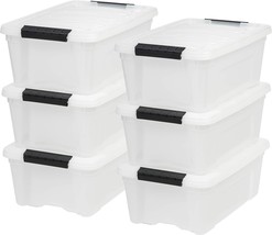 Iris Usa 12 Qt Plastic Storage Tote, 6 Pack, Pearl, Bin Organizing Container - £36.32 GBP