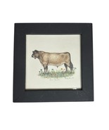 Marty Fyne Wood Framed Signed Cow in Field Art Print Goin Courtin Whimsi... - $34.74 CAD