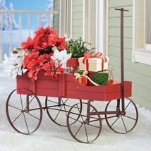 Wagon Garden Flower Planter Moving Wheels Outdoor Yard Country Porch Dec... - $38.34