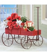 Wagon Garden Flower Planter Moving Wheels Outdoor Yard Country Porch Dec... - $52.35 CAD
