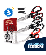 3 Pack Kitchen Scissors, Ultra-Sharp Premium Stainless Steel Heavy Duty ... - $24.71