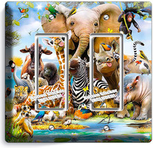 African Jungle Animals 2 Gang Gfi Lightswitch Wall Plate Baby Nursery Room Decor - £9.50 GBP