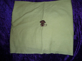 Baby Blanket Green White Cotton Flannel Polka Dot Monkey Receiving Swaddle - £23.67 GBP