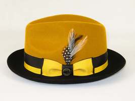 Men Bruno Capelo Dress Hat Australian Wool Fedora Caesar Gold Black Ca349 image 3
