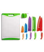 12-Piece Colored Knife Set: 5 Stainless Steel Kitchen Knives w/ Cutting ... - £23.94 GBP