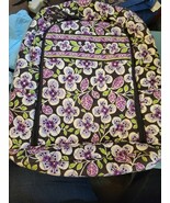 Vtg Vera Bradley Black Purple Floral  Backpack #0042 - $61.75 CAD