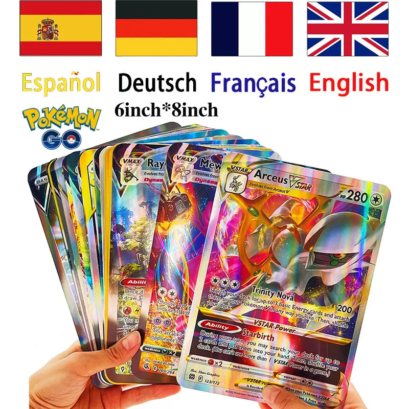 Oversized Pokemon Cards 30Pcs Jumbo Letters Cards Vmax Vstar GX Arceus Pikachu - £13.26 GBP+