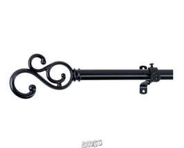 Decorative Window Rod Medley Black 66&quot;W-120&quot;W - £22.32 GBP