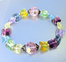 Made with Swarovski BUTTERFLY Crystals Sterling Silver Stretch Vtg Bracelet - $34.64