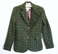 Anthropologie Madchen Forested Blazer Jacket S XS Loden Green Wool Blend Retro - £41.76 GBP