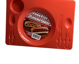 Dinner Lunch Food Trays Plastic w Flatware 5 Sections 10”x14.3”, Red - $9.78