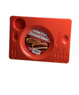 Dinner Lunch Food Trays Plastic w Flatware 5 Sections 10”x14.3”, Red - $11.76