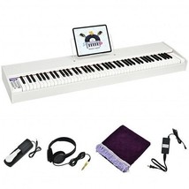 88-Key Full Size Digital Piano Weighted Keyboard with Sustain Pedal-Whit... - £252.63 GBP