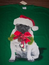 Funny Pug Puppy Dog In Santa Hat Christmas T-Shirt Xl New w/ Tag - £15.66 GBP