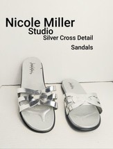 Nicole Miller Studio Silver Cross Sandals Size 42/ 11 - £11.00 GBP