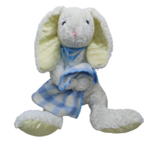 Vintage 2001 COMMONWEALTH White Bunny Rabbit Plush Quilted Satin Ears Blanket - £43.01 GBP