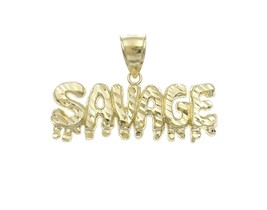 Savage Dripping Pendant Real 10k Yellow Gold Charm 1&quot; - £229.52 GBP