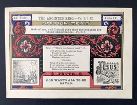 Antique Prayer Card Illuminated Lessons Weekly David C. Cook Psalm 2: 1-12 - £11.01 GBP