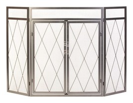 PANACEA 15195 Fireplace Screen Open Hearth Black Antique Steel Antique - £56.81 GBP