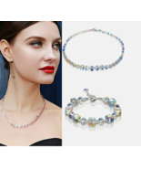 Aurora Borealis Women&#39;s Crystal Bracelet Necklace Clavicle Wedding Jewel... - £15.14 GBP