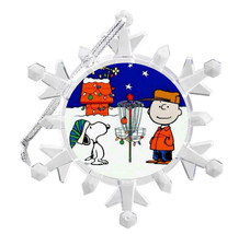 Disc golf Charlie Brown Snoopy Snowflake Lit Holiday Christmas Tree Ornament - £13.07 GBP
