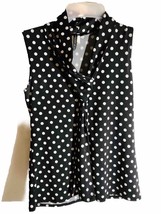 Tiffany &amp; Grey Ladies Petite Med. Pullover Sleeveless Black W/White Dots - £7.13 GBP