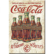 Coca-Cola 5 Bottles Retro Style Soft Touch Magnet Beige - £8.77 GBP