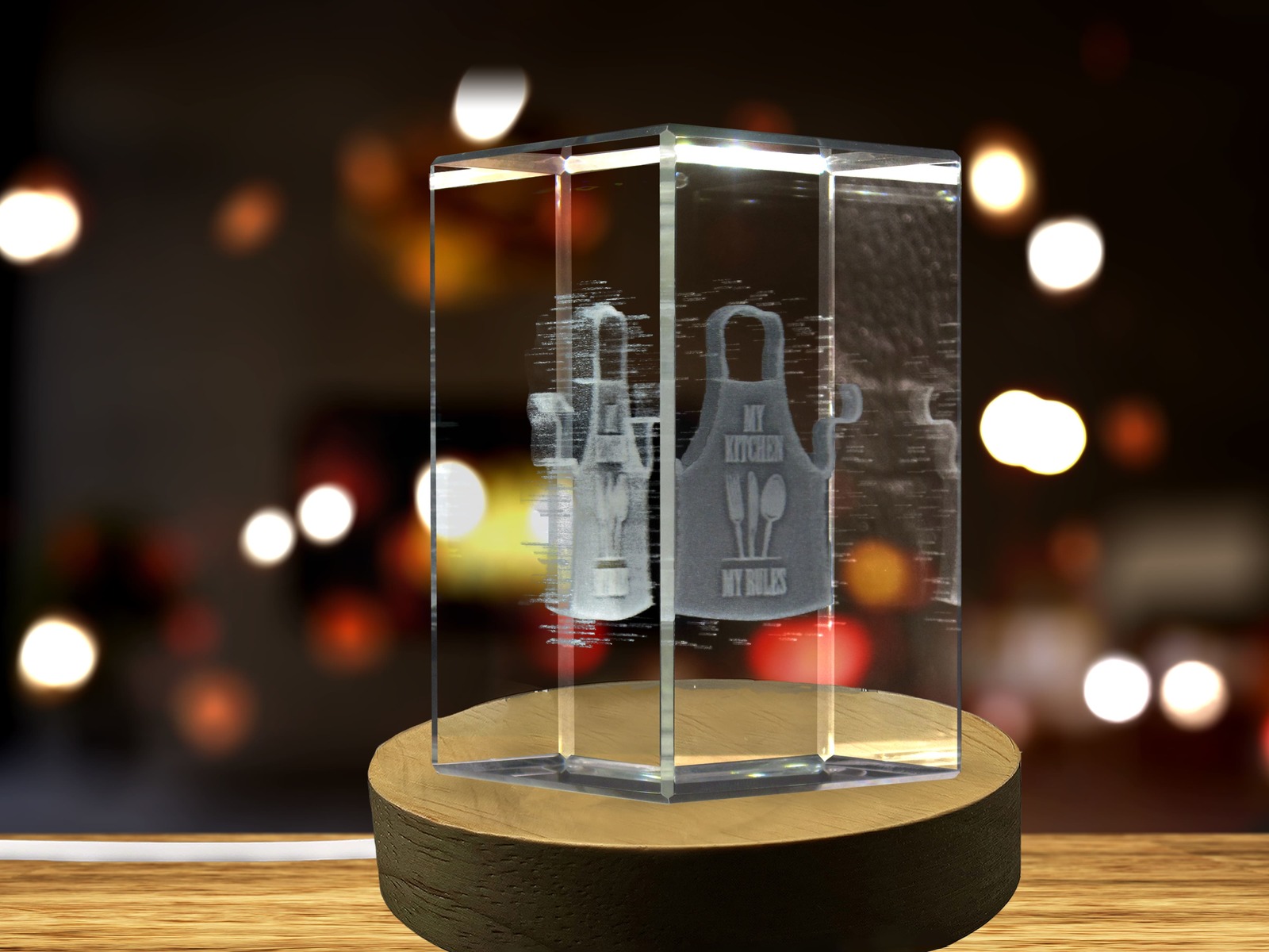 LED Base included | My Kitchen My Rules 3D Engraved Crystal 3D Engraved Crystal  Item image 3