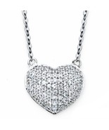 14K White Gold Micro Pave Cubic Zirconia Heart Necklace - $407.15 CAD
