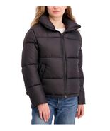 Hudson Womens Jacket Black Puffer Short Pockets Stand Up Collar - $78.07 CAD