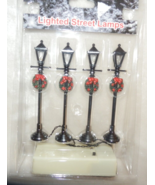 NEW Holiday Village Scene LIGHTED STREET LAMPS Battery Operated Set 4 W/... - £19.57 GBP