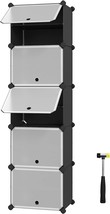 10-Slot Storage Organizer Unit With Doors, Portable Cube Shoe Storage Organizer, - £33.75 GBP