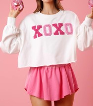 Peach Love xoxo sequin edge embellished patch top in White - £31.60 GBP