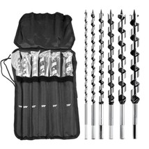 6Pcs 12-Inch Long Auger Drill Bit Set For Wood, 1/4&quot;-7/8&quot; Inch Hex Shank Ship Au - £41.03 GBP