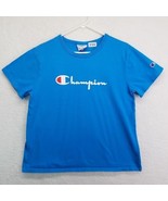 Champion Womens Heritage Logo T Shirt Size Large Blue Heavy Fabric Short... - £14.19 GBP