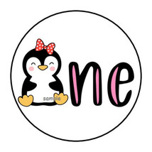 30 PENGUIN 1ST FIRST BIRTHDAY ENVELOPE SEALS LABELS STICKERS 1.5&quot; ROUND ONE - $7.49