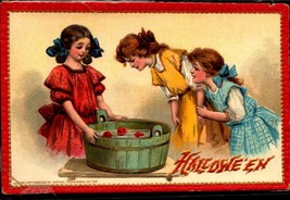Postcard Vintage Tuck&#39;s Halloween Hallowe&#39;en Bobbing For Apples No 174 bk55 - £18.19 GBP