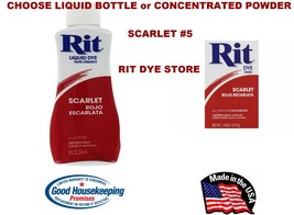 SCARLET #5 RIT Fabric DYE choose Liquid Bottle or Powder box Concentrate... - $14.19+