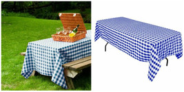 60x102 in. Rect Polyester Tablecloth Gingham Checkered - Blue &amp; White - P01 - £34.56 GBP