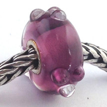 Authentic Trollbeads Purple Flower Bud Glass Bead Charm 61330, New - £15.17 GBP