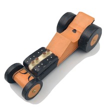 Wood Handcrafted handmade PInewood Derby Wooden Roadster Orange Black 8&quot; Long - £12.61 GBP