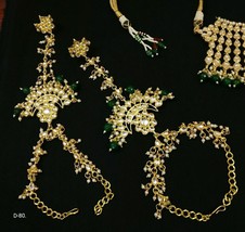 Traditional Bollywood Harness Kundan Meena Hathphool Jewelry Set Arabic ... - €27,72 EUR