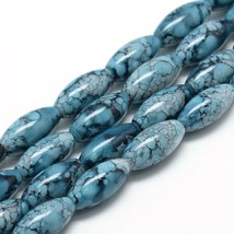 Oval Glass Beads 22mm Assorted Lot Speckled Jewelry Supplies Blue Black 10pcs - £3.76 GBP