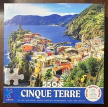 CEACO 550 Piece Jigsaw Puzzle Cinque Terre Bonus Puzzle Poster Ocean Mountain - £6.72 GBP