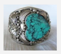 Silver Turquoise Crackle Stone Heart Ring Size 6 7 8 9 - $34.99