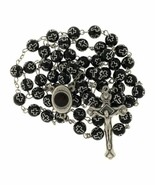 Catholic Black Rosary Beads Decorated Crucifixion  Holy Soil from Jerusa... - $17.29 CAD