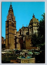 Toledo France color Picture Vtg Postcard unp Cathedrale street view car ... - £3.83 GBP
